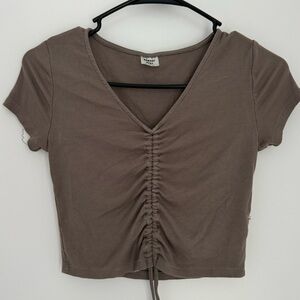 Aritzia Sunday Best Cropped Ruched Top (Small)